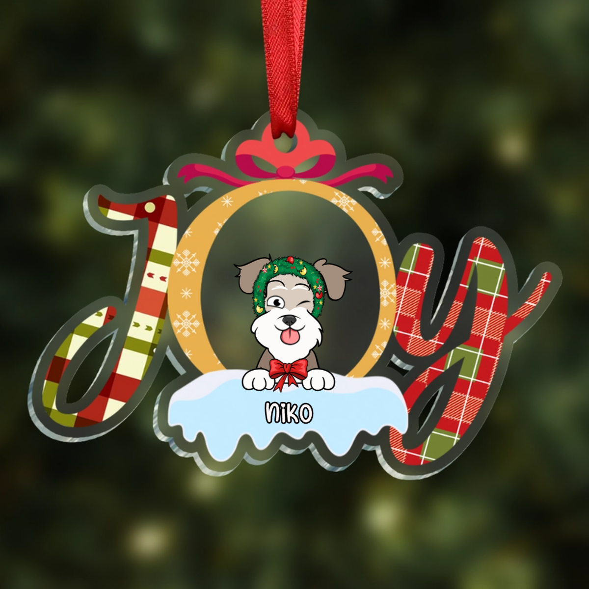 Christmas Joy Dog Cat - Personalized Custom Shaped Acrylic Ornament