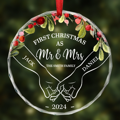 Holding Hands First Christmas Couple - Personalized Acrylic Ornament