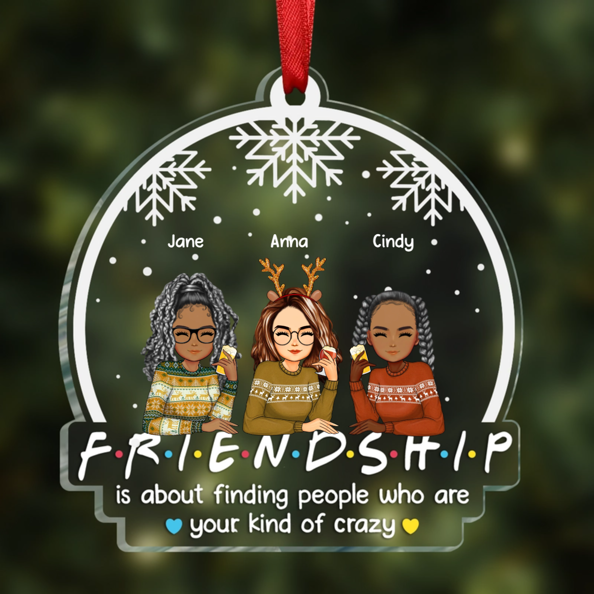 Christmas Friendship Is About Finding People - Personalized Custom Shaped Acrylic Ornament