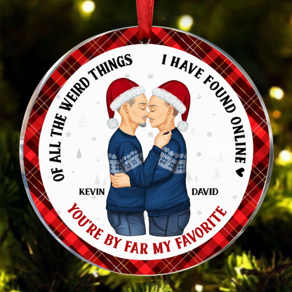 Christmas Couple You Are My Favorite By Far - Gift For Couples - Personalized Circle Acrylic Ornament