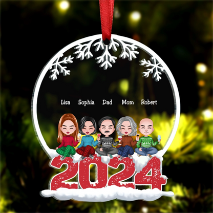 Family - Family Sitting Together - Personalized Circle Ornament