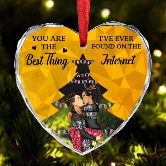 You Are The Best Thing Christmas Couples - Personalized Heart Shaped Acrylic Ornament