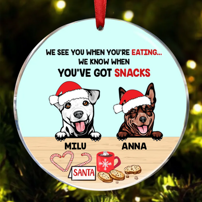 Dog Christmas See You Eating Snacks Personalized Dog Decorative Christmas Ornament