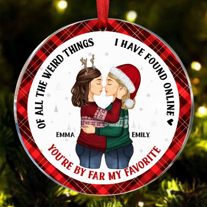 Christmas Couple You Are My Favorite By Far - Gift For Couples - Personalized Circle Acrylic Ornament