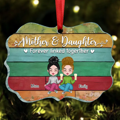 Mother & Daughters - Mother & Daughters Forever Linked Together - Personalized Ornament