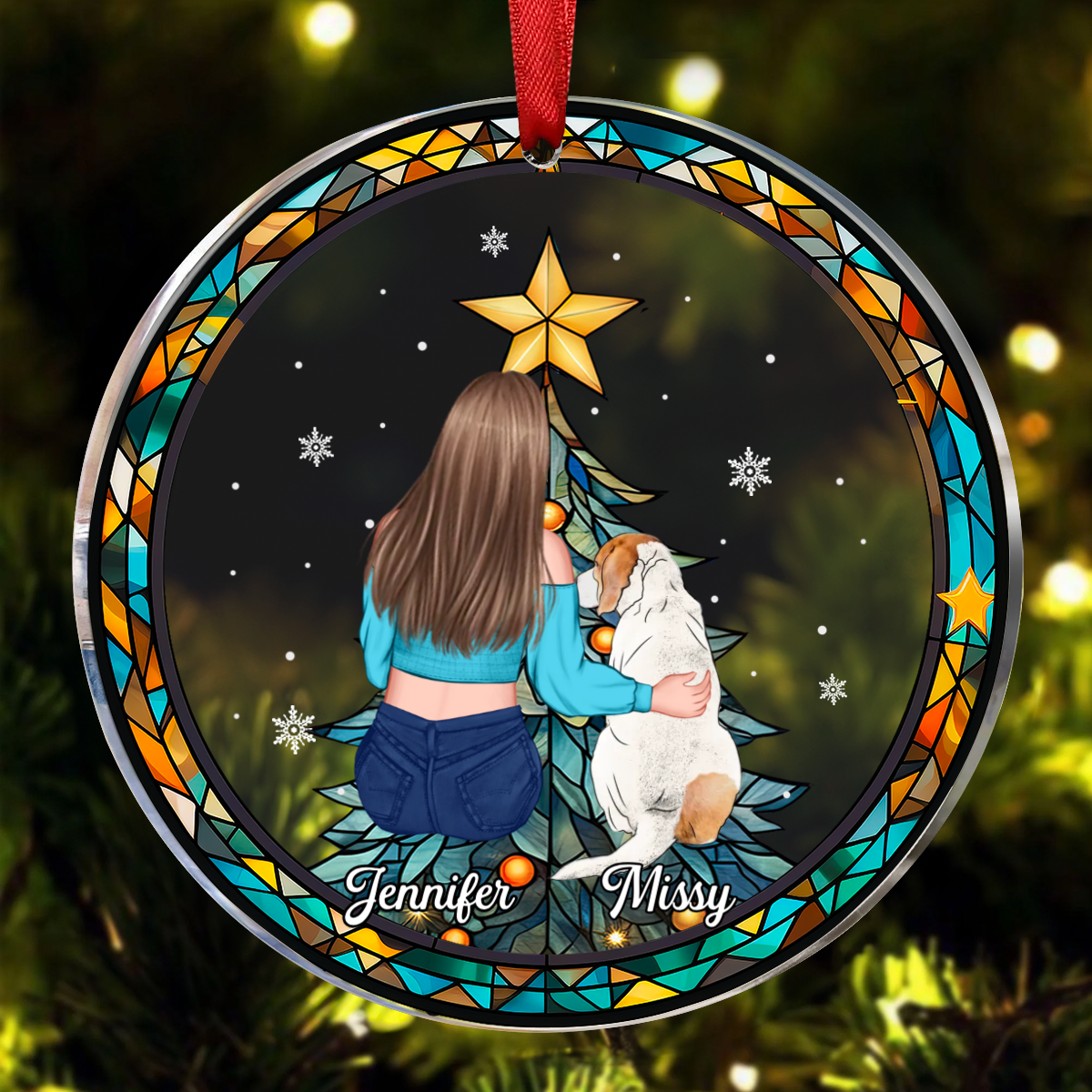 Life Is Better With A Dog Christmas - Personalized Circle Ornament