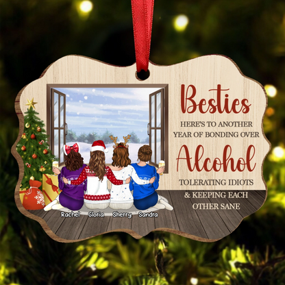 Bestie Keeping Each Other Sane - Bestie BFF Christmas Gift - Personalized Wooden Ornament