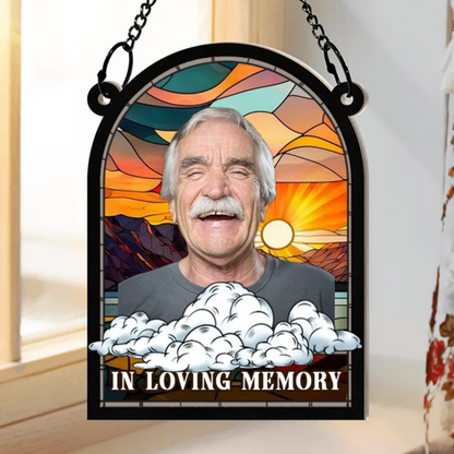 Custom Photo In Loving Memory Family Memorial Mom Grandma - Personalized Window Hanging Suncatcher Ornament (TB)