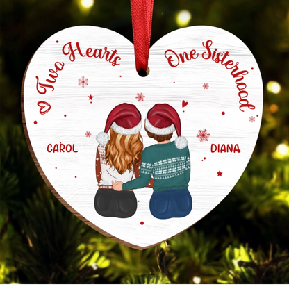 Christmas One Sisterhood - Personalized Custom Shaped Wooden Ornament