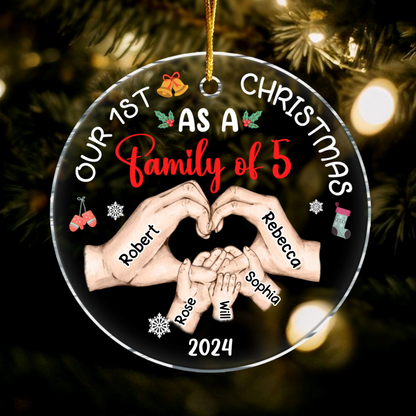 Personalized Baby's First Christmas As A Family Circle Ornament