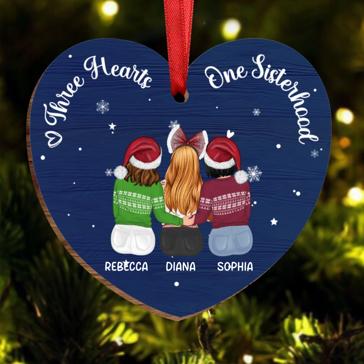 Christmas One Sisterhood - Personalized Custom Shaped Wooden Ornament