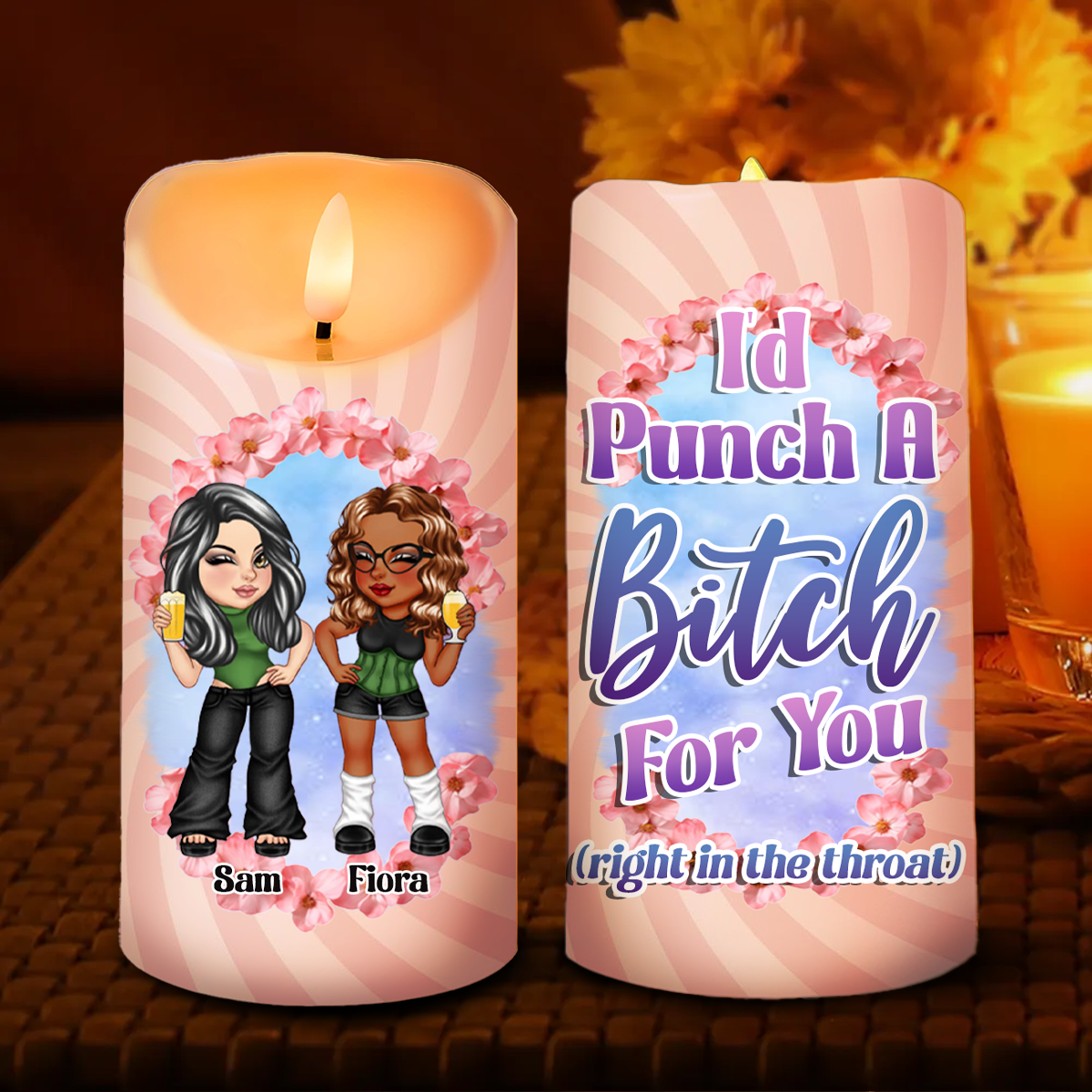 Right In The Throat Y2K Besties - Personalized Flameless LED Candle