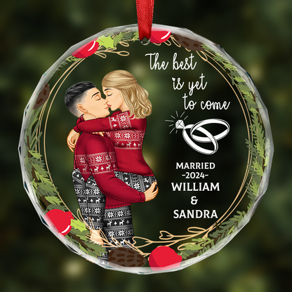 Kissing Couple Newly Engaged The Best Is Yet To Come - Personalized Acrylic Ornament