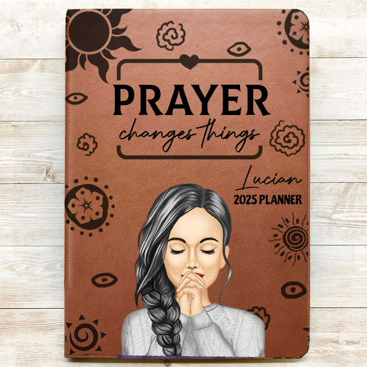 Prayer Changes Things Afro - Personalized Leather Journal