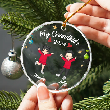 My Grandkids Grandparents Family - Personalized Circle Acrylic Ornament