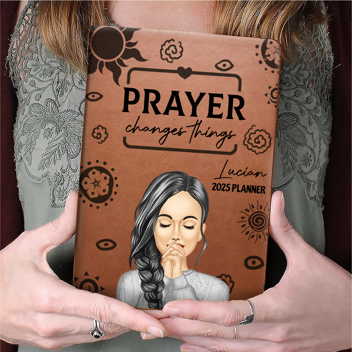 Prayer Changes Things Afro - Personalized Leather Journal