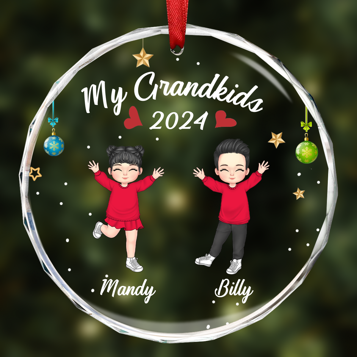 My Grandkids Grandparents Family - Personalized Circle Acrylic Ornament