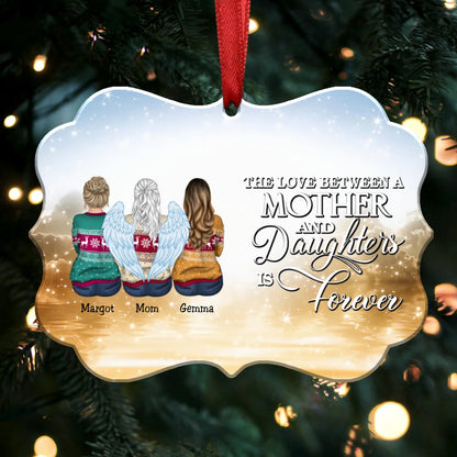 The Love Between A Mother And Daughters Is Forever - Personalized Christmas Ornament (yellow) - Makezbright Gifts