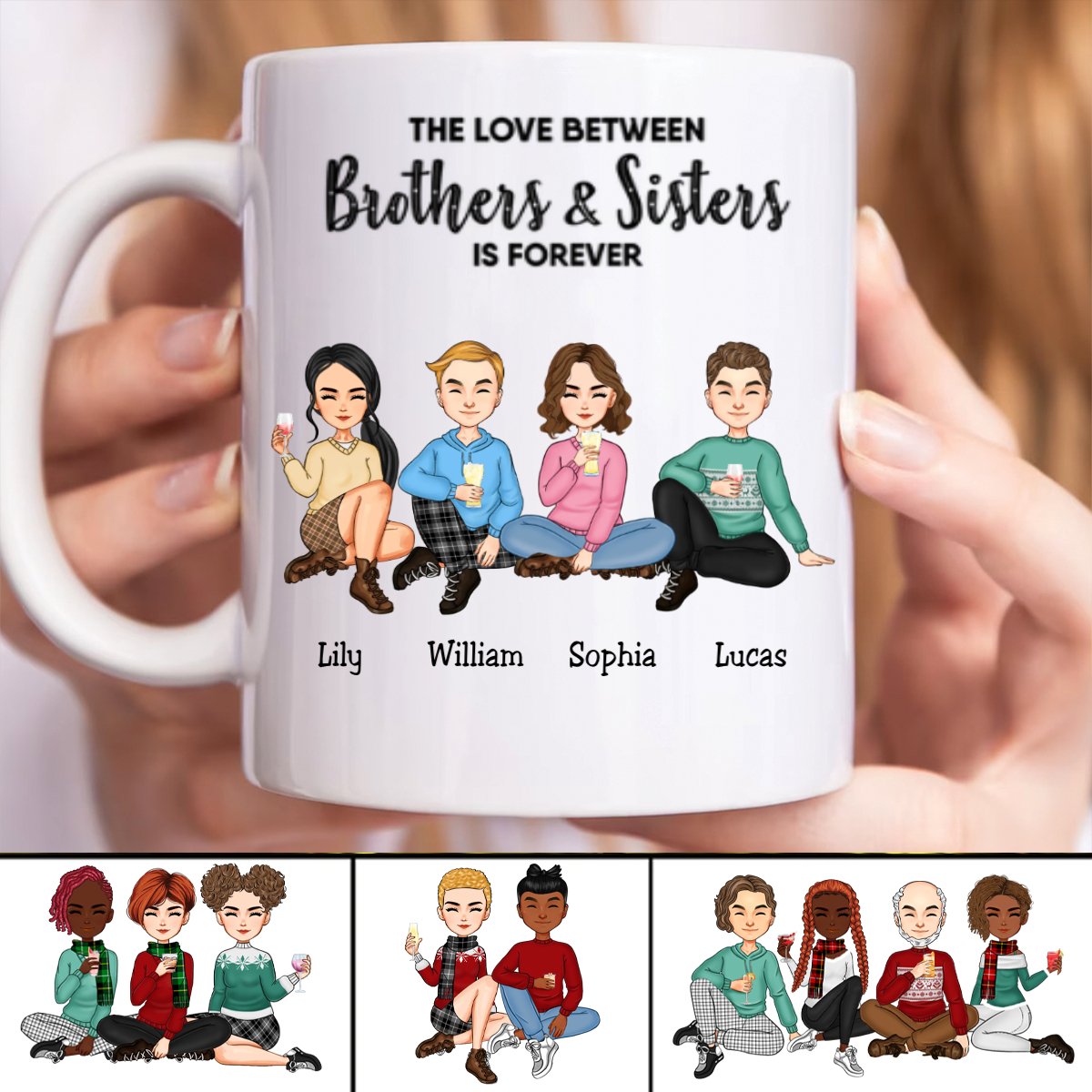 The Love Between Brothers And Sisters Is Forever - Personalized Mug (II) - Makezbright Gifts