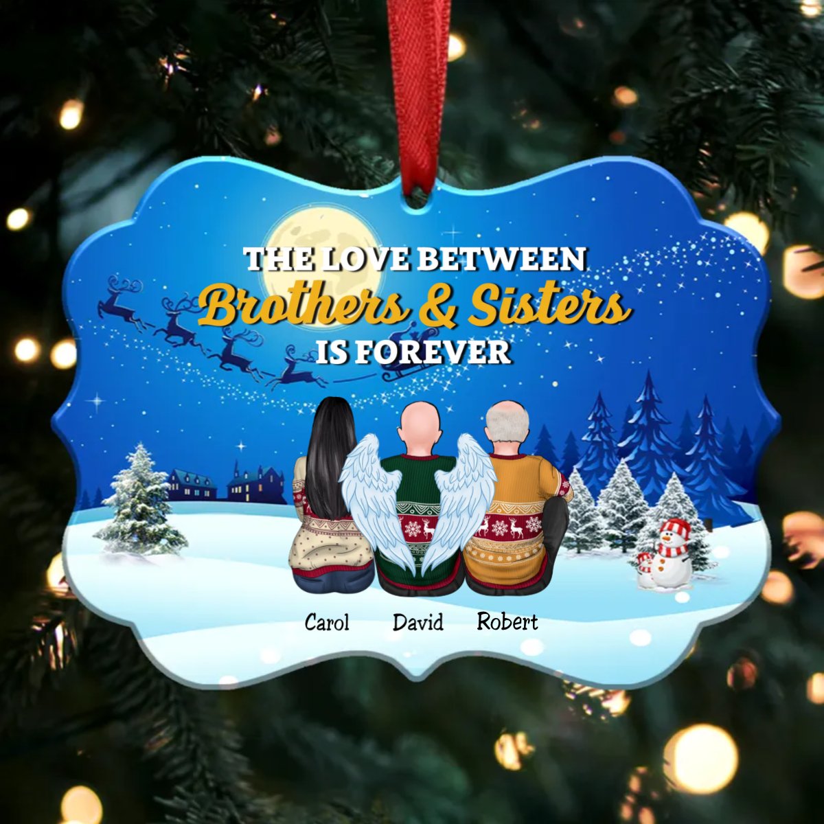 The Love Between Brothers & Sisters Is Forever - Personalized Christmas Ornament (Moon) - Makezbright Gifts