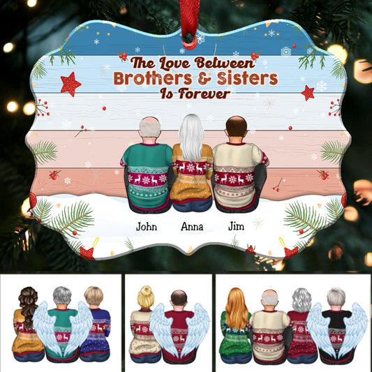 The Love Between Brothers & Sisters Is Forever - Personalized Christmas Ornament (Pastel) - Makezbright Gifts