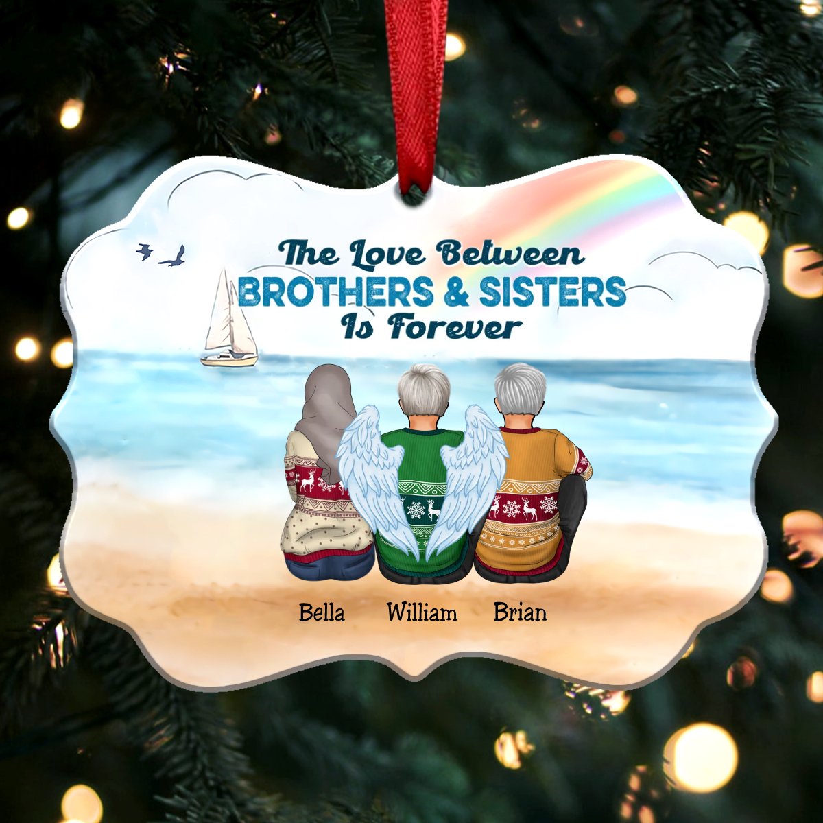 The Love Between Brothers & Sisters Is Forever - Personalized Christmas Ornament S1 - Makezbright Gifts