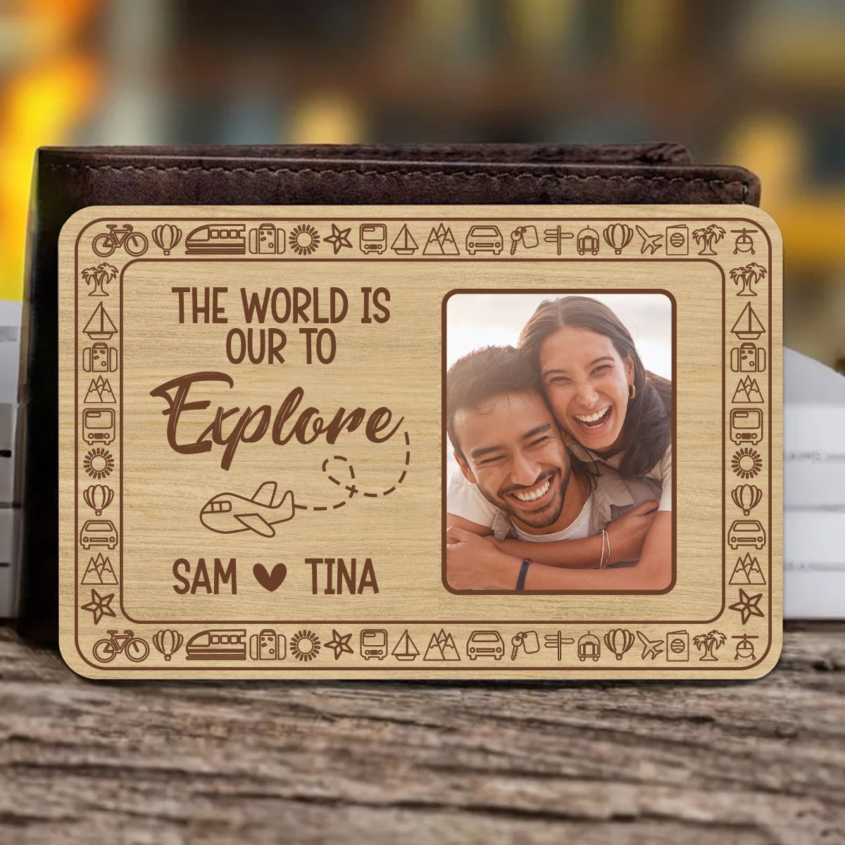 The World Is Ours To Explore - Personalized Photo Aluminum Wallet Card - Makezbright Gifts