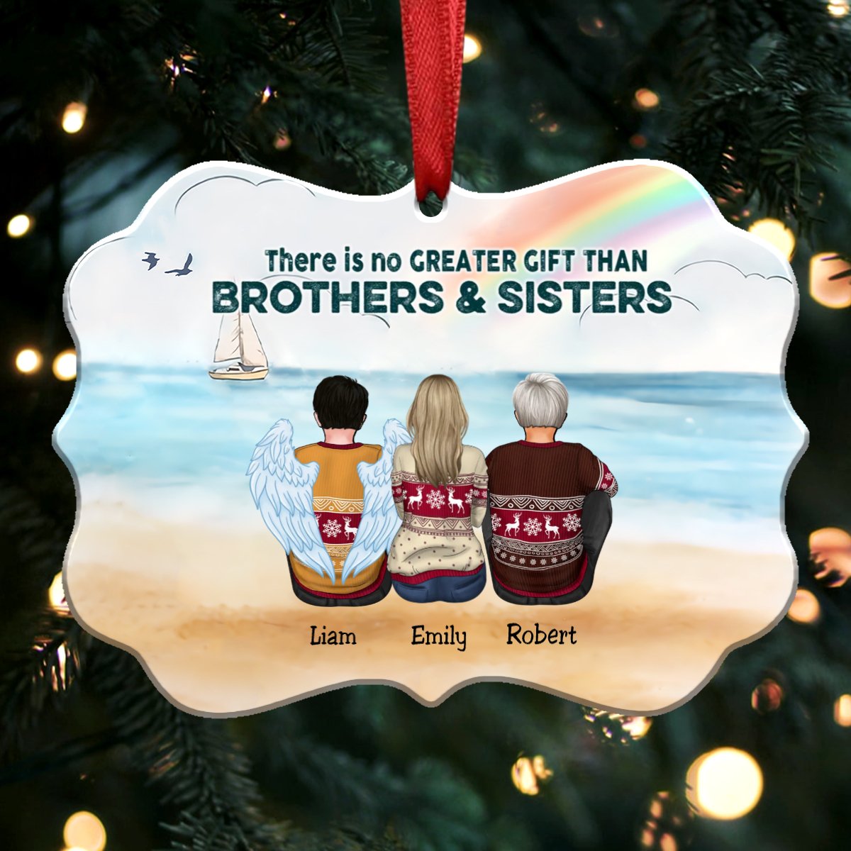 There Is No Greater Gift Than Brothers & Sisters - Personalized Christmas Ornament (H1T) - Makezbright Gifts