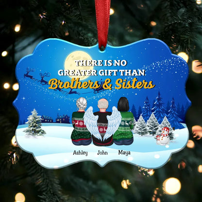 There Is No Greater Gift Than Brothers & Sisters - Personalized Christmas Ornament (Moon) - Makezbright Gifts