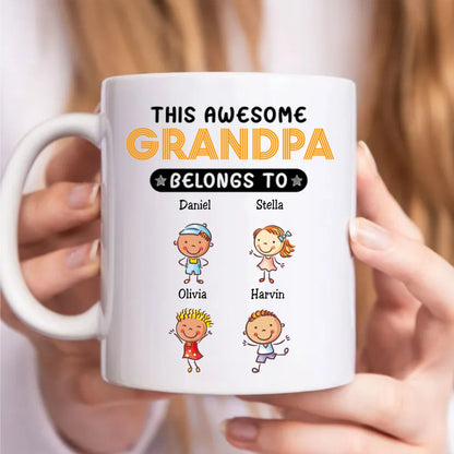 This Grandpa Belongs To - Personalized Mug (LH) - Makezbright Gifts