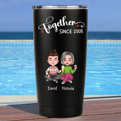 Together Since Personalized Stainless Steel Tumbler - Double Wall Insulated (BL) - Makezbright Gifts