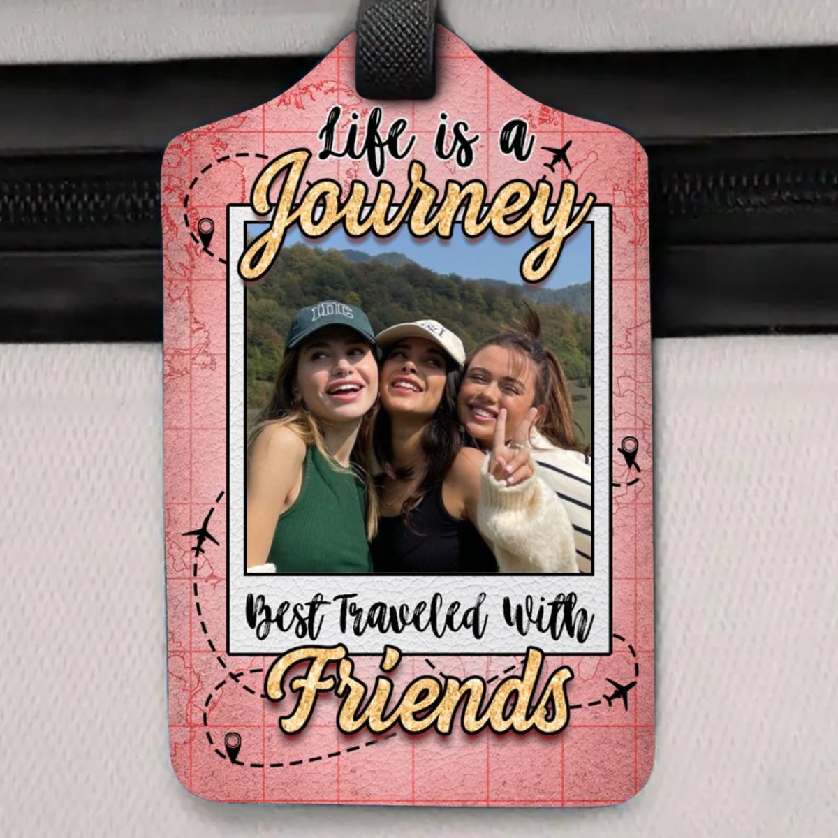 Travel Lovers - Life Is A Journey Best Traveled With Friends - Personalized Custom Luggage Tag - Makezbright Gifts