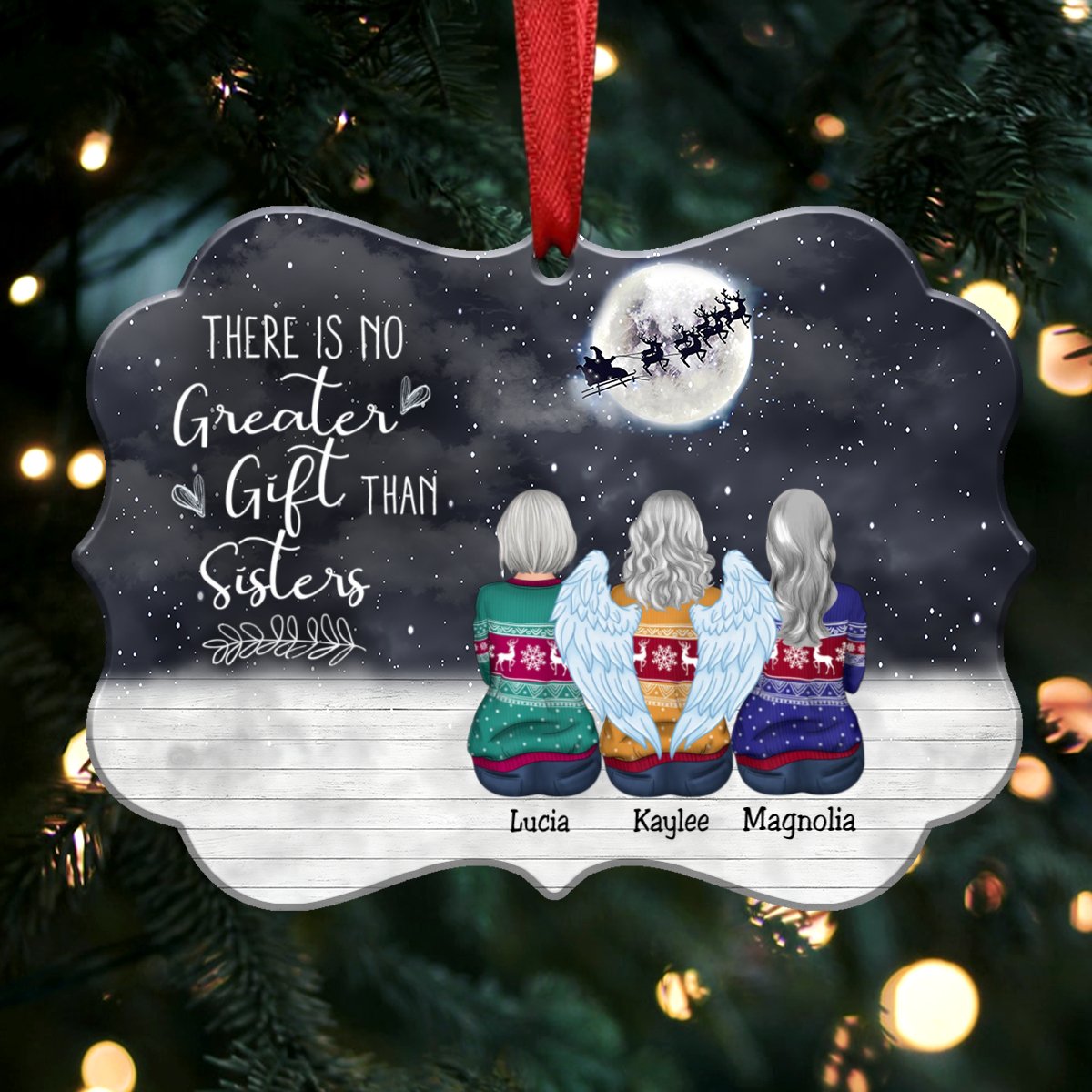 Up to 6 Girls - There is No Greater Gift than Sisters - Personalized Christmas Ornament - H2H - Makezbright Gifts