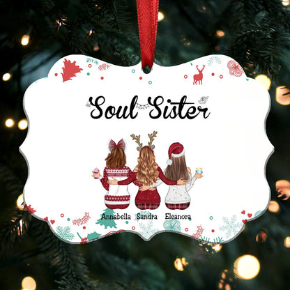 Up to 9 Girls - Soul Sister - Personalized Christmas Ornament (White) - Makezbright Gifts