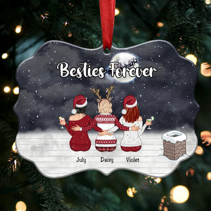 Up to 9 Women - Xmas Ornament - Besties Forever (Ver2) - Personalized Christmas Ornament - Makezbright Gifts