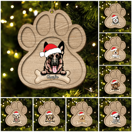 (Ver1) Personalized Dog Paw Ornament Christmas - Personalized Gift for Dog Lovers - Makezbright Gifts