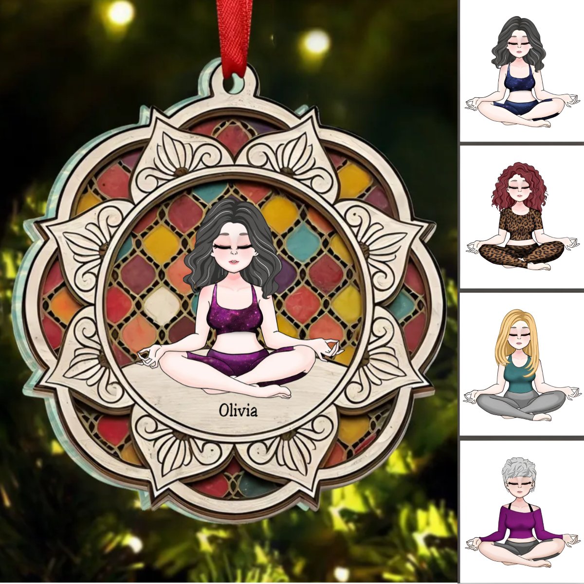 Yoga Lovers - Yoga Mandala - Personalized Ornament - Makezbright Gifts