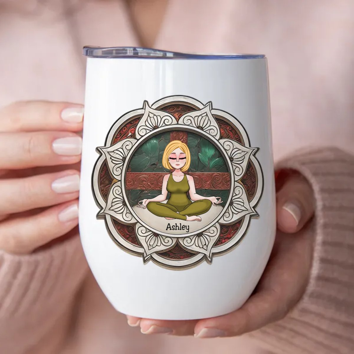 Yoga Lovers - Yoga Mandala - Personalized Wine Tumbler - Makezbright Gifts