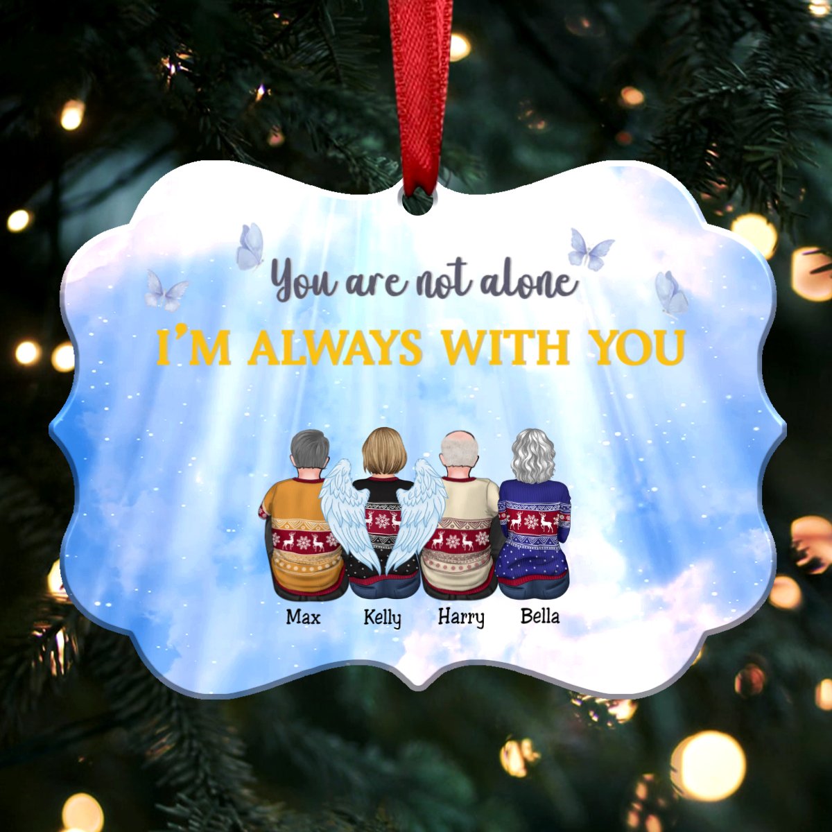 You Are Not Alone I'm Always With You (V2) - Personalized Christmas Ornament - Memorial Ornaments (Sky) - Makezbright Gifts